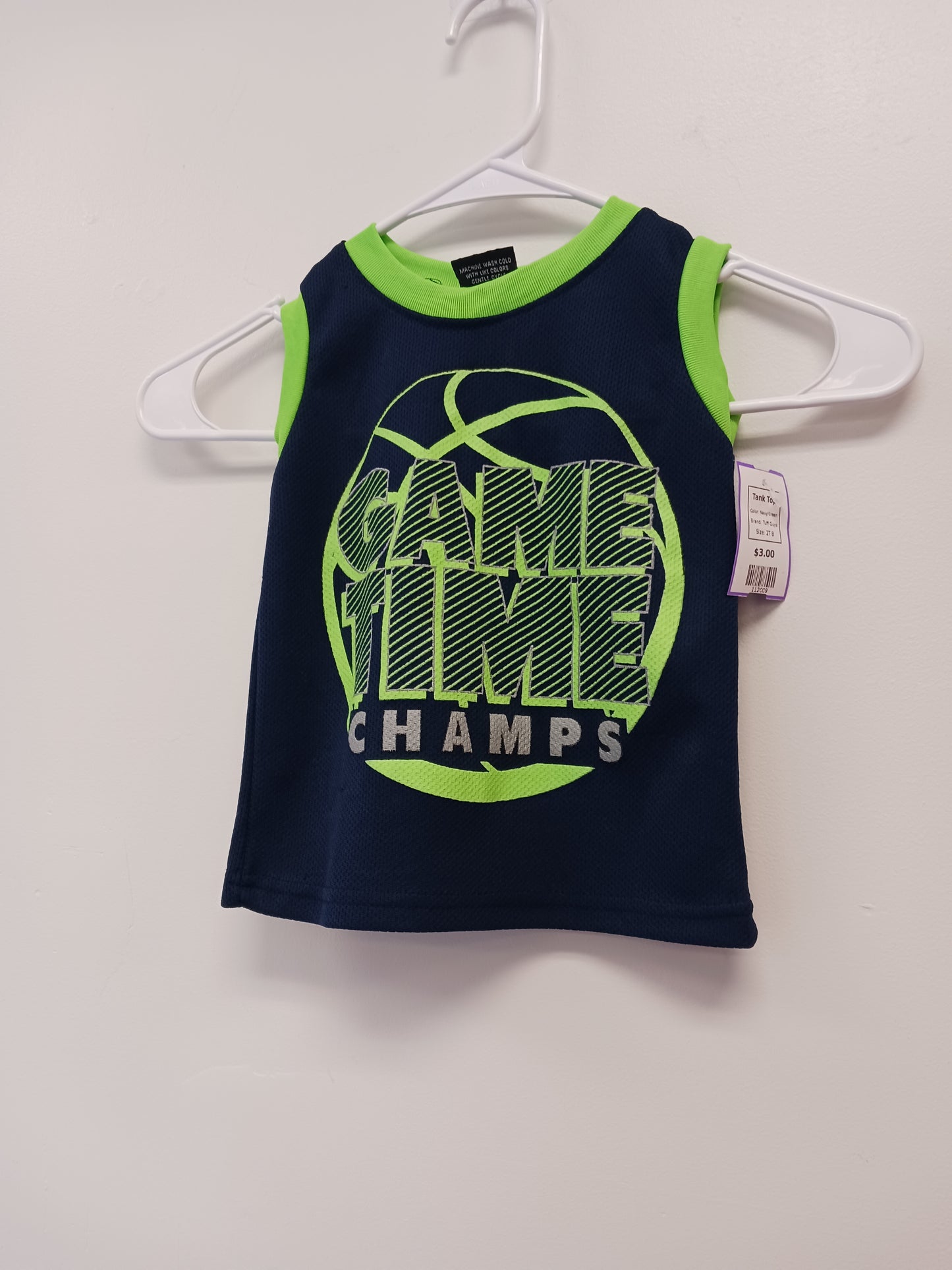 Navy/Green Tuff Guys Tank Top, 2T B