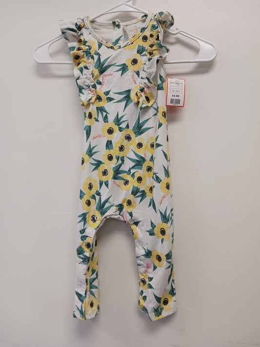 White/Green/Yellow Flower Jessica Simpson Pant One Piece, 24M G