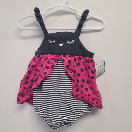 Black/White/Pink Ladybug Cat & Jack Short One Piece, 3M G