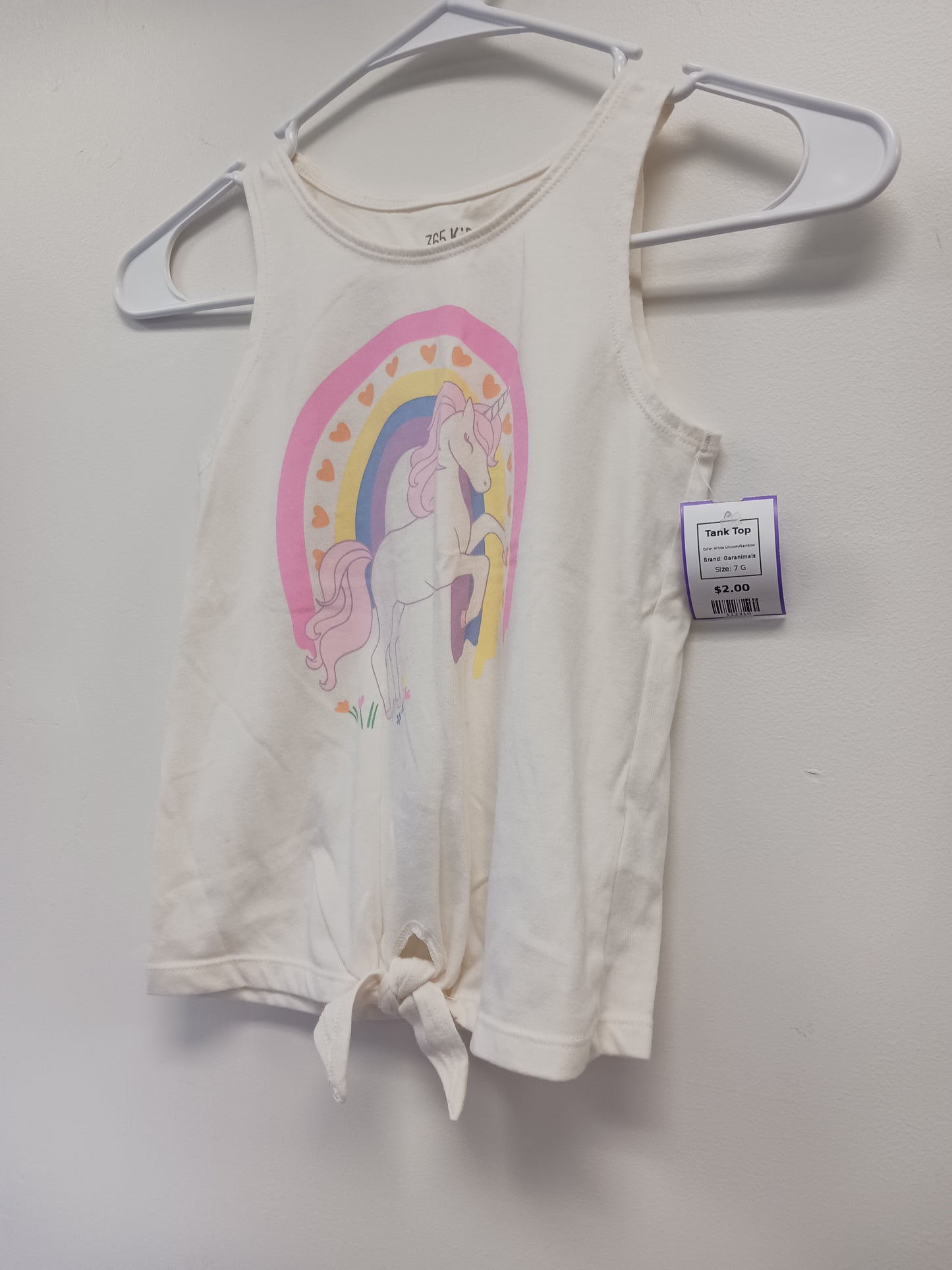 White Unicorn/Rainbow Garanimals Tank Top, 7 G