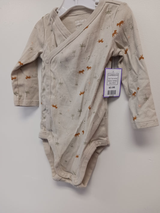 Tan Animal Carters Longsleeve Onesie, 6M B
