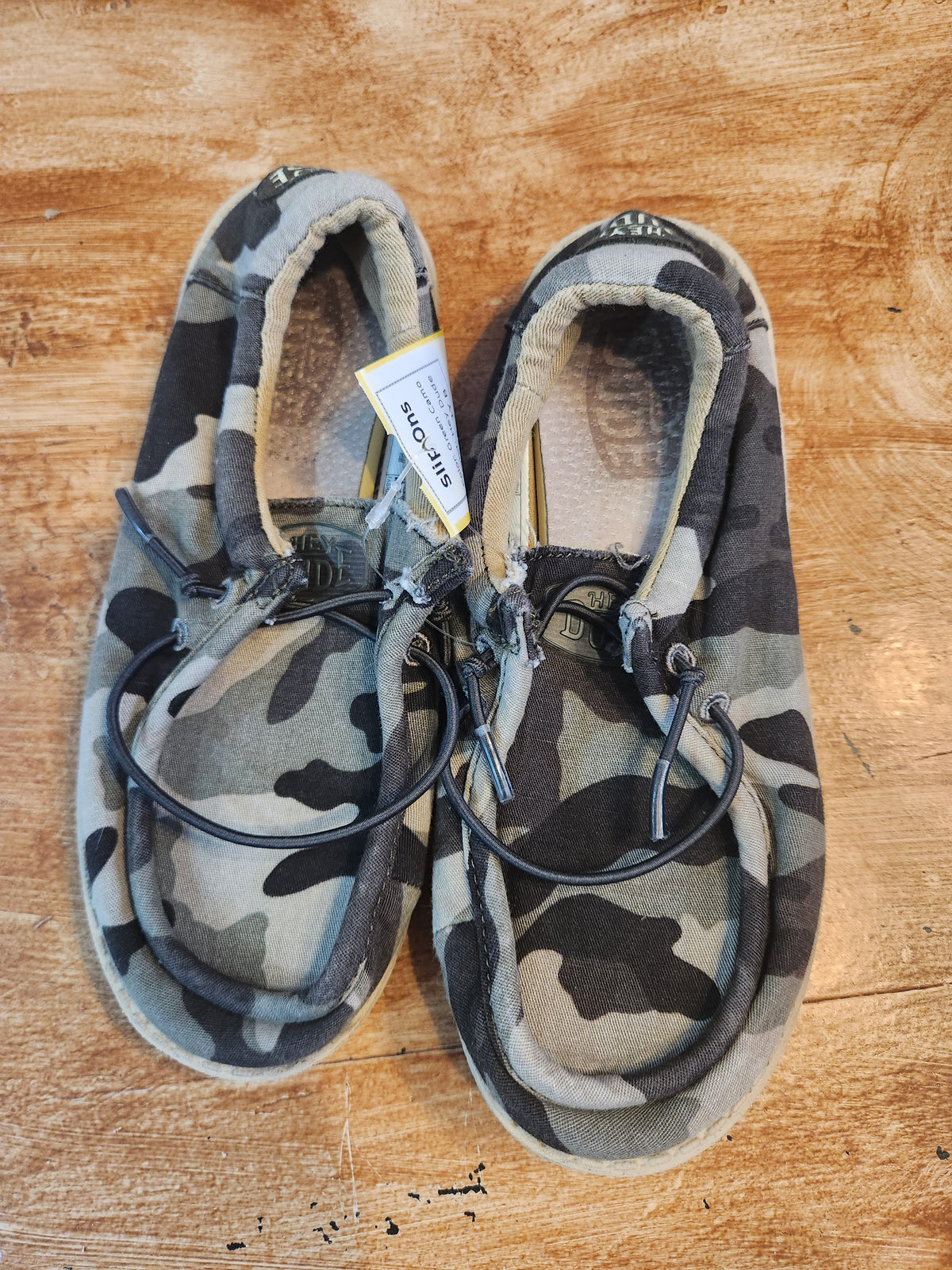 Green Camo Hey Dude Slip Ons, 1Y B