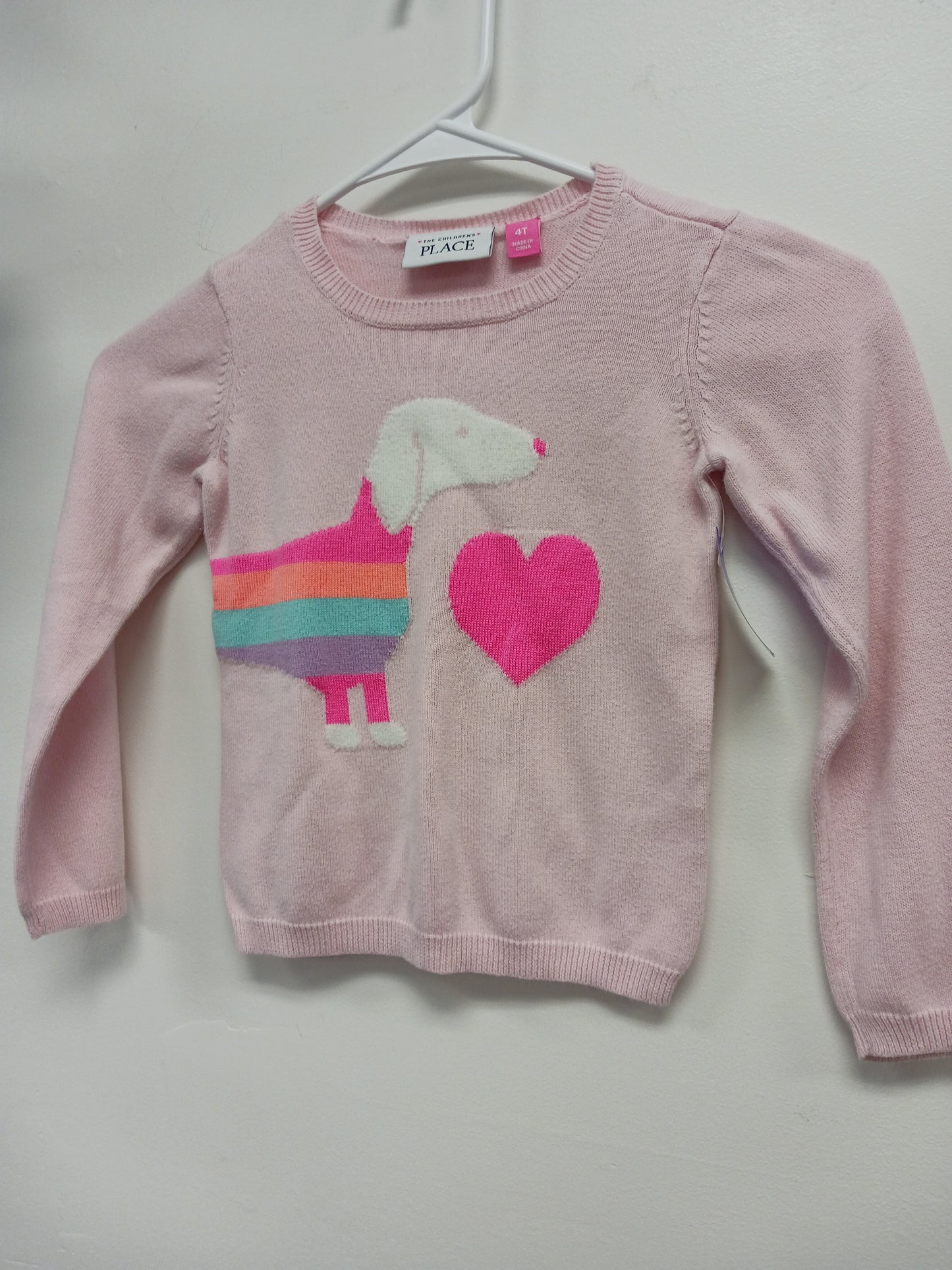 pink Childrens Place Dog Sweater, 4T G