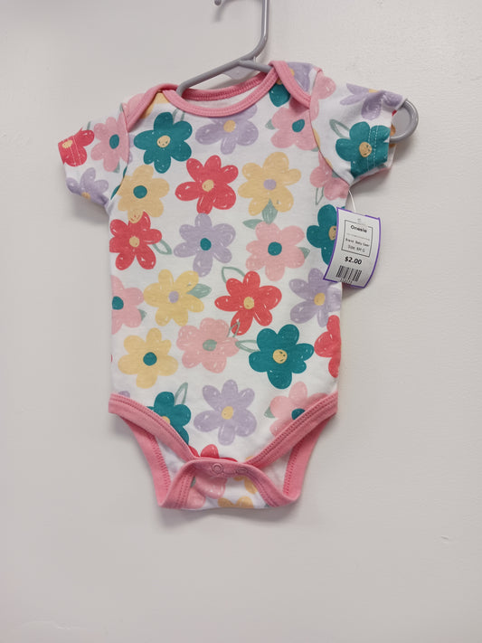White/Pink/Colorful Flower Baby Gear Onesie, 6M G