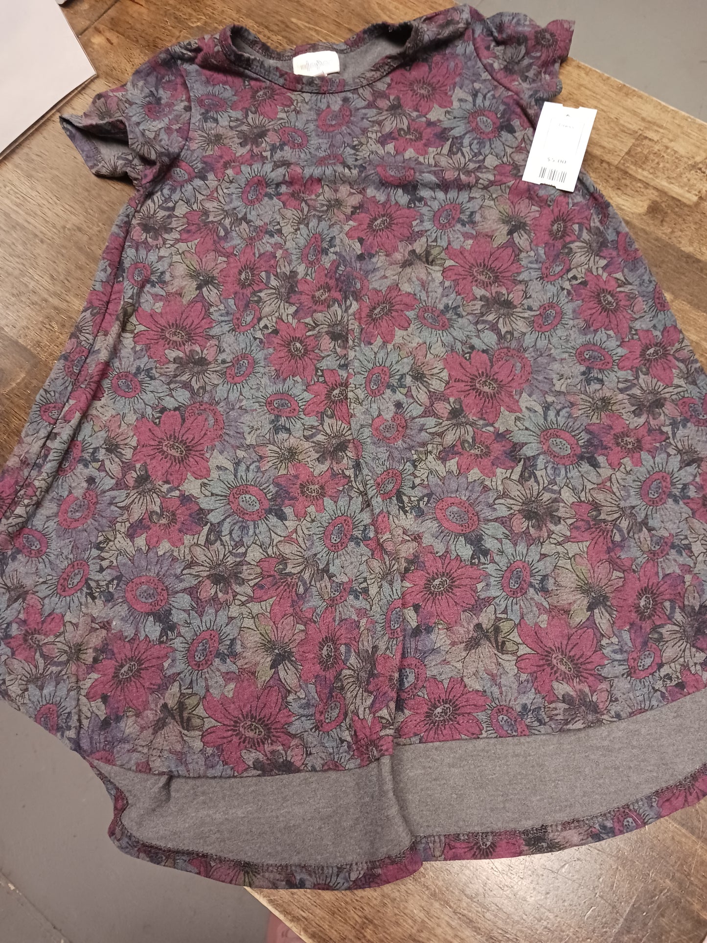 Grey/Purple Flower Lularoe Dress, 6 G