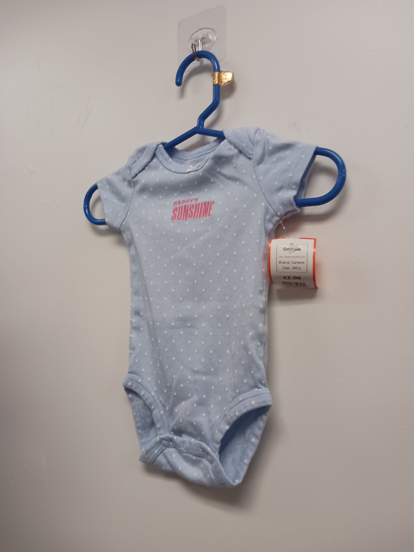 Blue/White Polka Dot Carters Onesie, 3M G