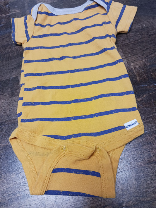 Navy/Yellow Striped Gerber Onesie, NB B