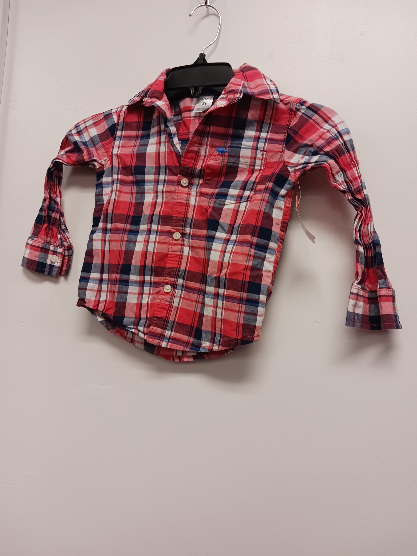 Red/Blue Plaid Carters Longsleeve Button Up, 3T B