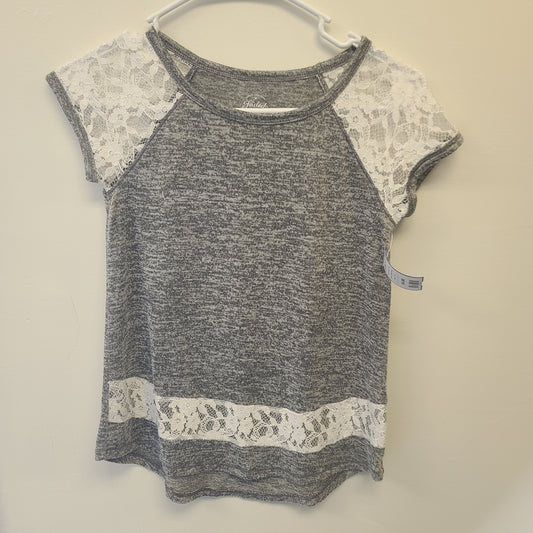 grey/white Faded Glory Lace Shirt 10/12, 10 G