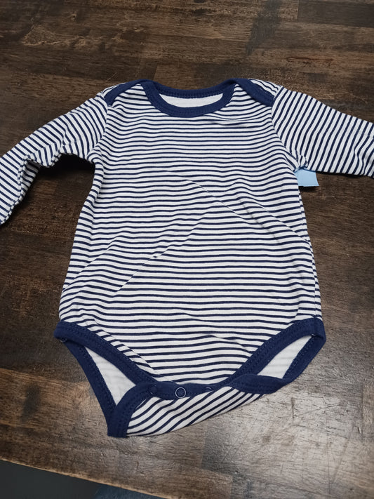 Navy/White Striped HB Longsleeve Onesie, 3-6M B