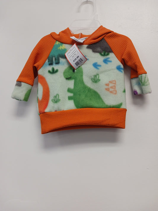 orange/green Boutique Dinosaur Hoodie 0/3m, NB