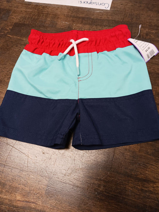 Red/Blue/Navy Cat & Jack Swim Trunks, 12M B