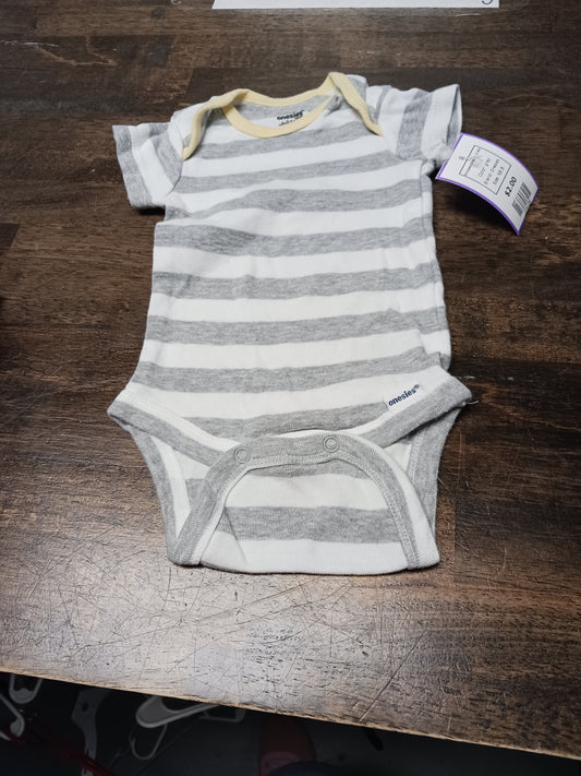 grey Onesies Striped Onesie 0-3m, NB B