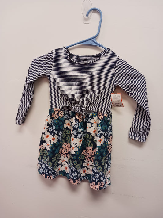 Navy/White/Flower Carters Longsleeve Shirt, 4T G
