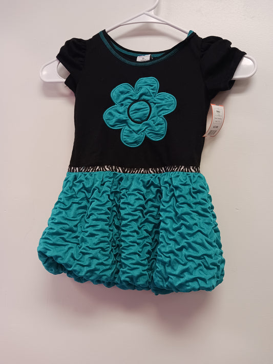 Black/Blue Flower Healthtex Dress, 3T G