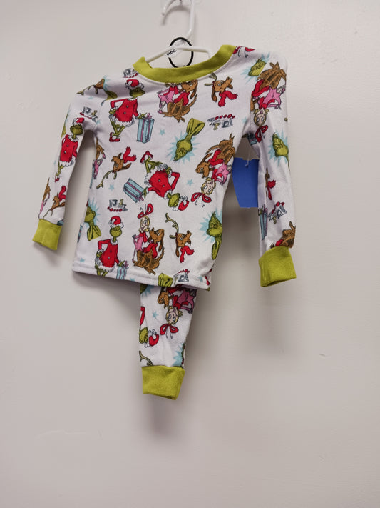 white/green/red Dr Seuss 2 Piece Grinch PJS, 12M G