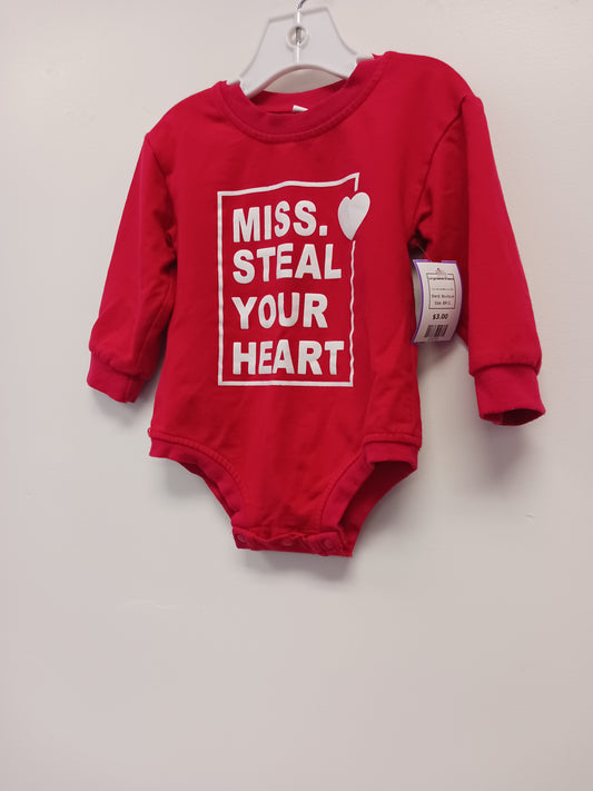 Red Miss Steal Your Heart Boutique Longsleeve Onesie, 6M G