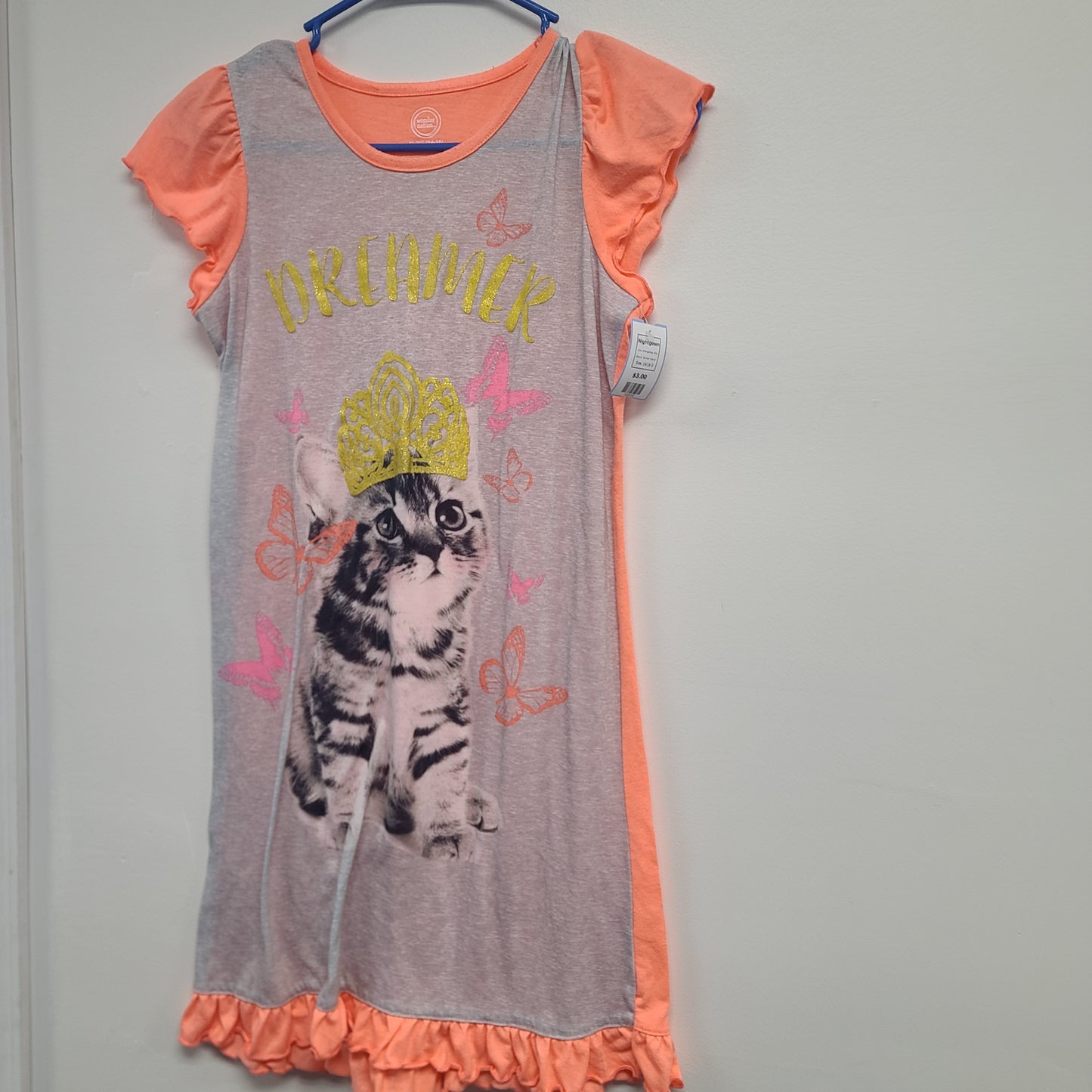 Orange/Grey Kitty Wonder Nation Nightgown, 14/16 G