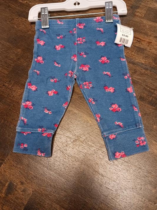 Blue/Pink Flower Laura Ashley Leggings, 6-9M G