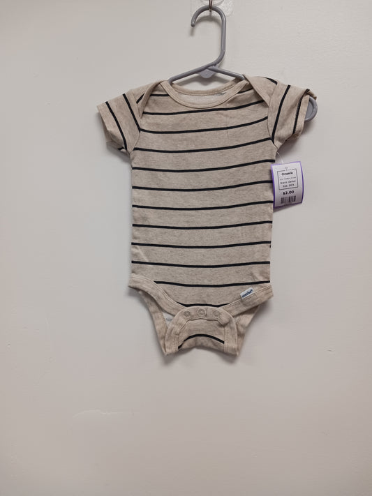 Tan/Black Striped Gerber Onesie, 3M B