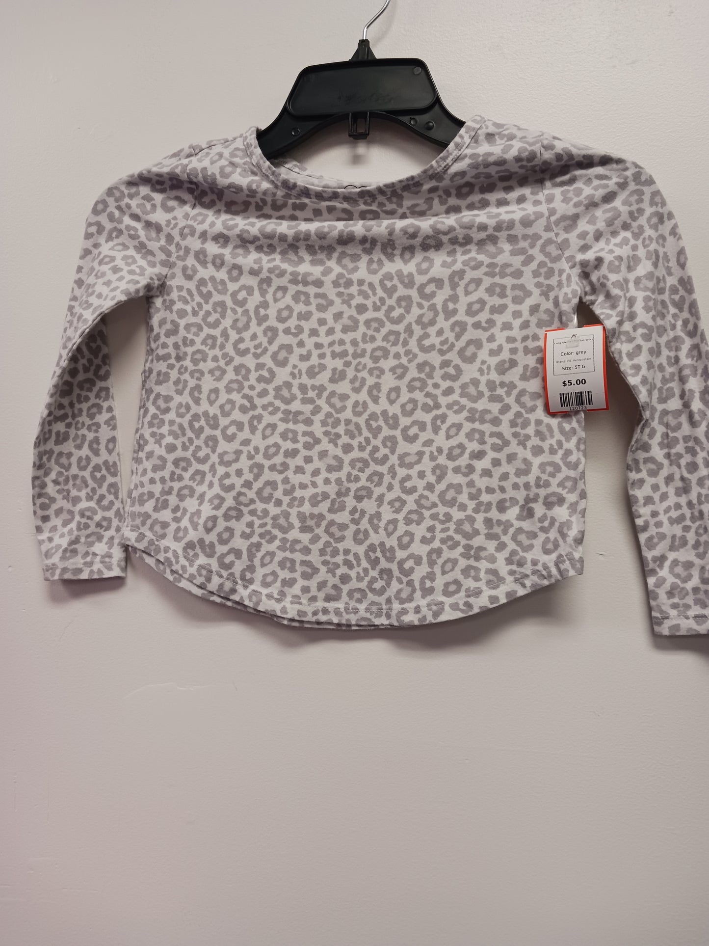 grey P.S. Aeropostale Long Sleeve Cheetah SHirt, 5T G