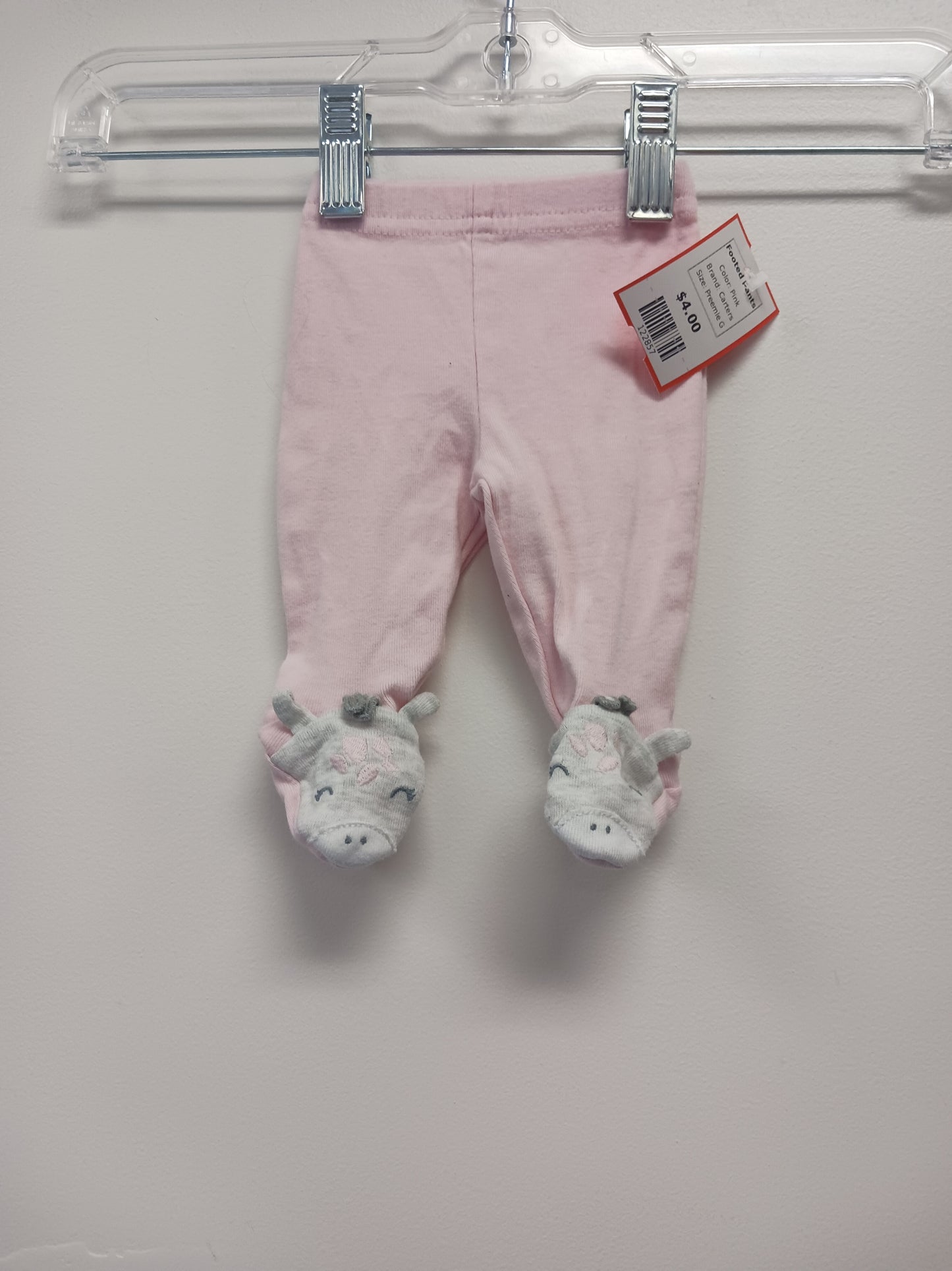 Pink Carters Footed Pants, Preemie G