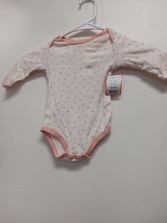 white/pink Vitamins Long Sleeve Rose Bud Onesie  3/6m, 3M G