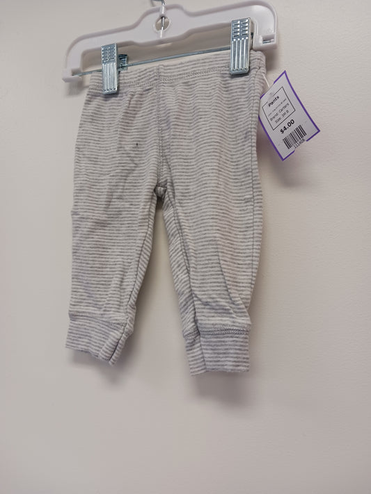 Grey/White Striped Carters Pants, 3M B