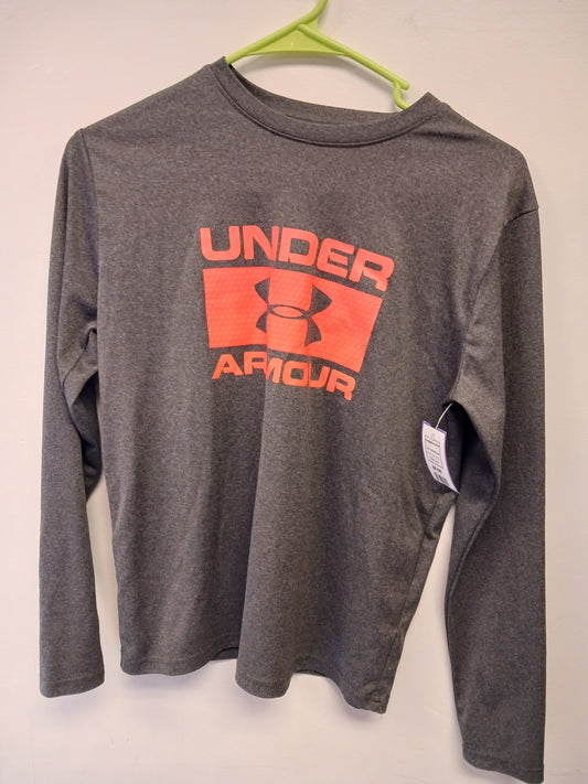 Grey/Orange Under Armour Longsleeve Shirt, 10 B