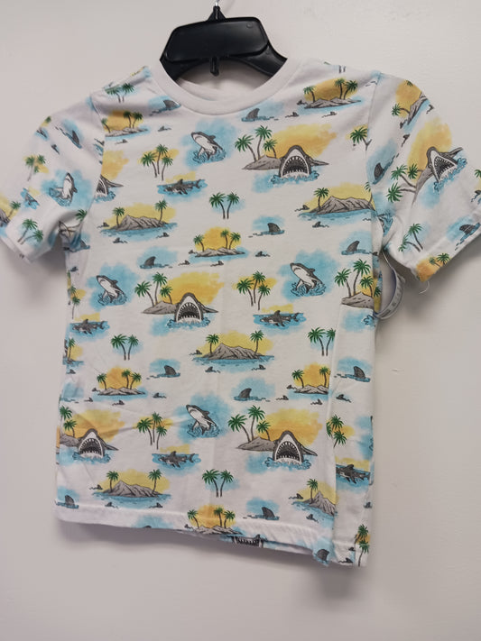 Blue/White/Yellow 365 kids Shark Shirt, 8 B