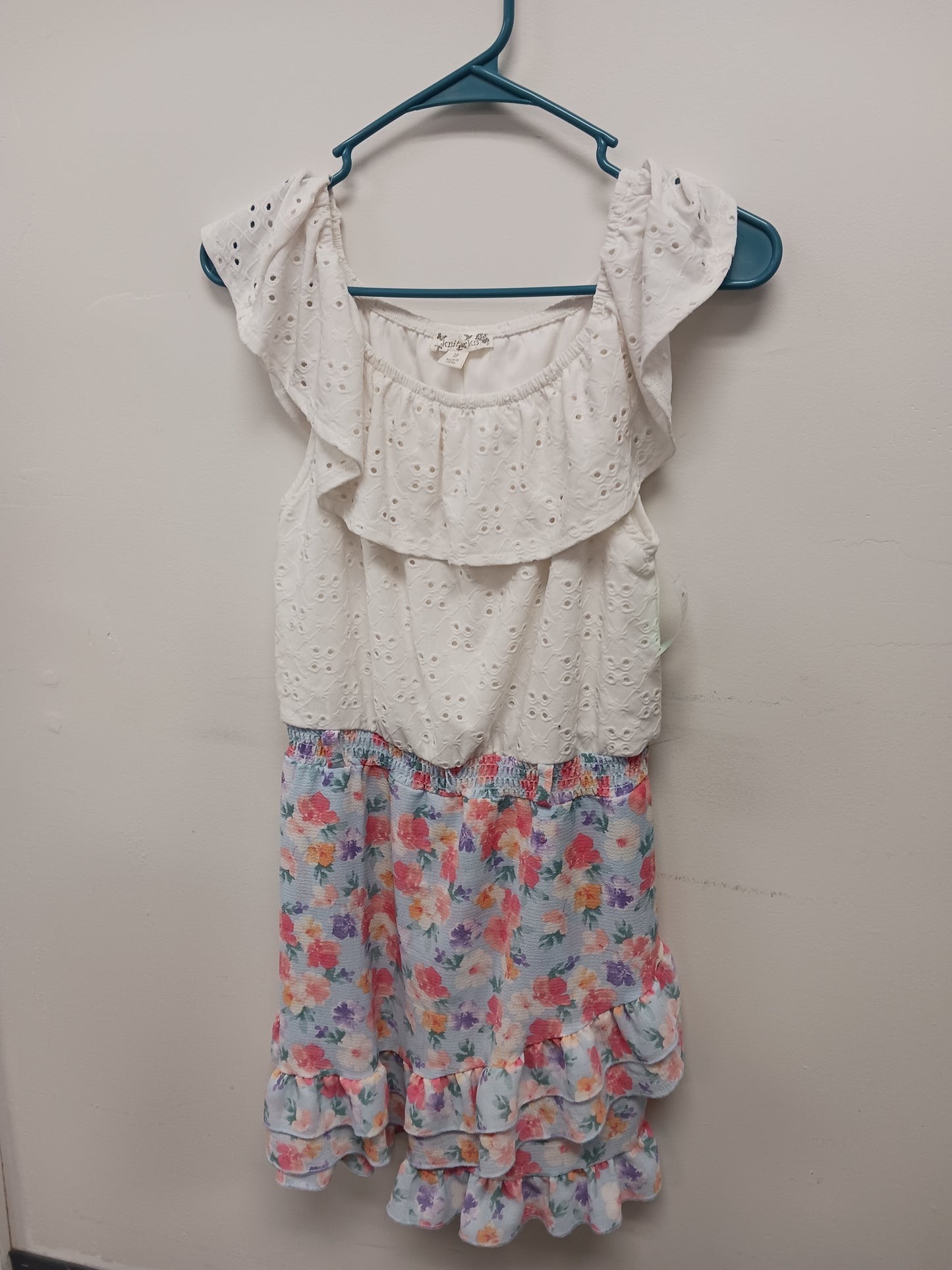 White/Blue Flower Knitworks Dress, 16 G