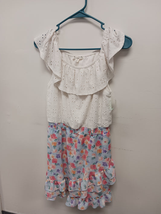 White/Blue Flower Knitworks Dress, 16 G