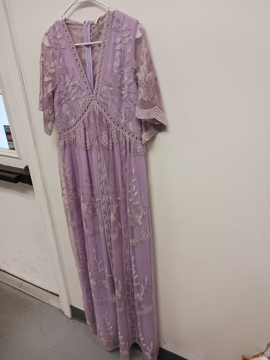 Purple Pink Blush Maternity Dress, Large