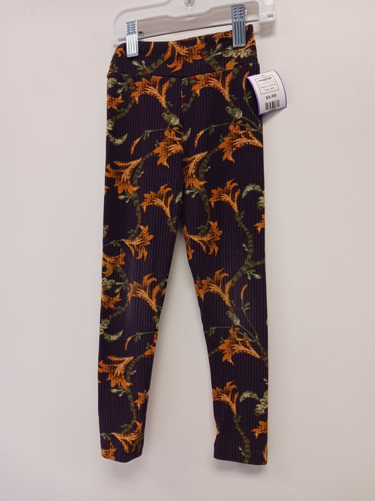 Purple/Yellow/Green Lularoe Leggings, S/M