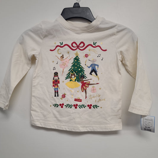 cream Holiday Time christmas longsleeve, 4T G
