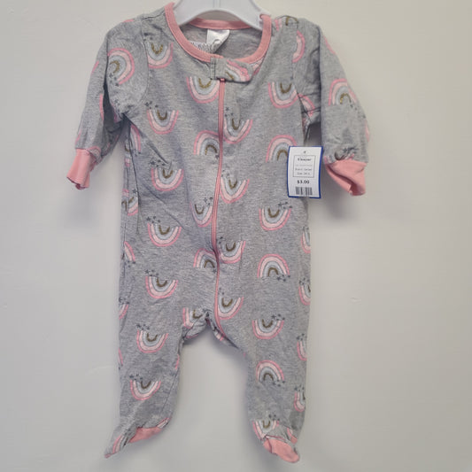 Grey/Pink Rainbow Gerber Sleeper, 3M G