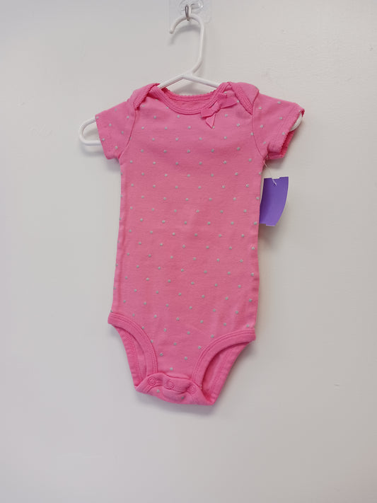 Pink/Silver Polka Dot Carters Onesie, 6M G