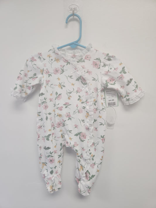 White/Pink Flower Little Me Flower Sleeper, 3M G