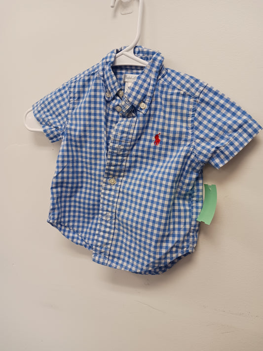 Blue/White Plaid Ralph Lauren Button Up, 12M B