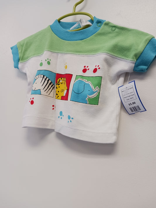 white/blue/green Bright Future Animal Tshirt  0/3m, NB B