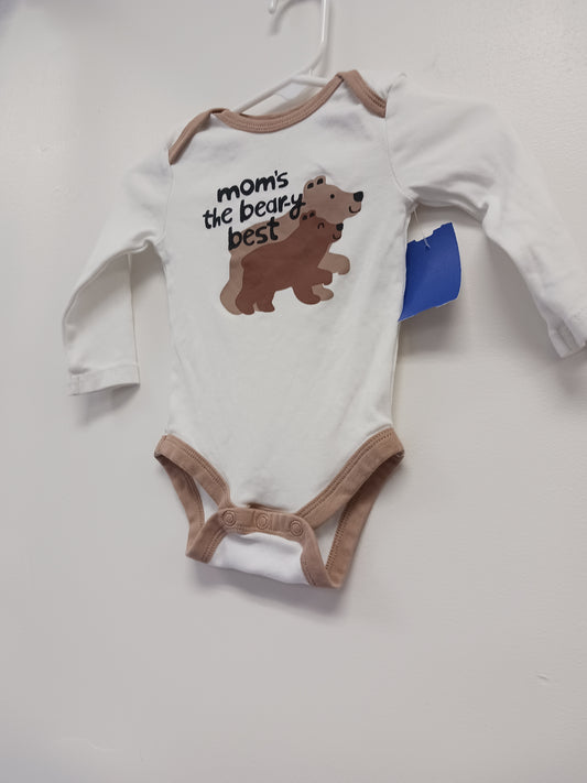 White/Brown Bear Okie Dokie Longsleeve Onesie, 6M B