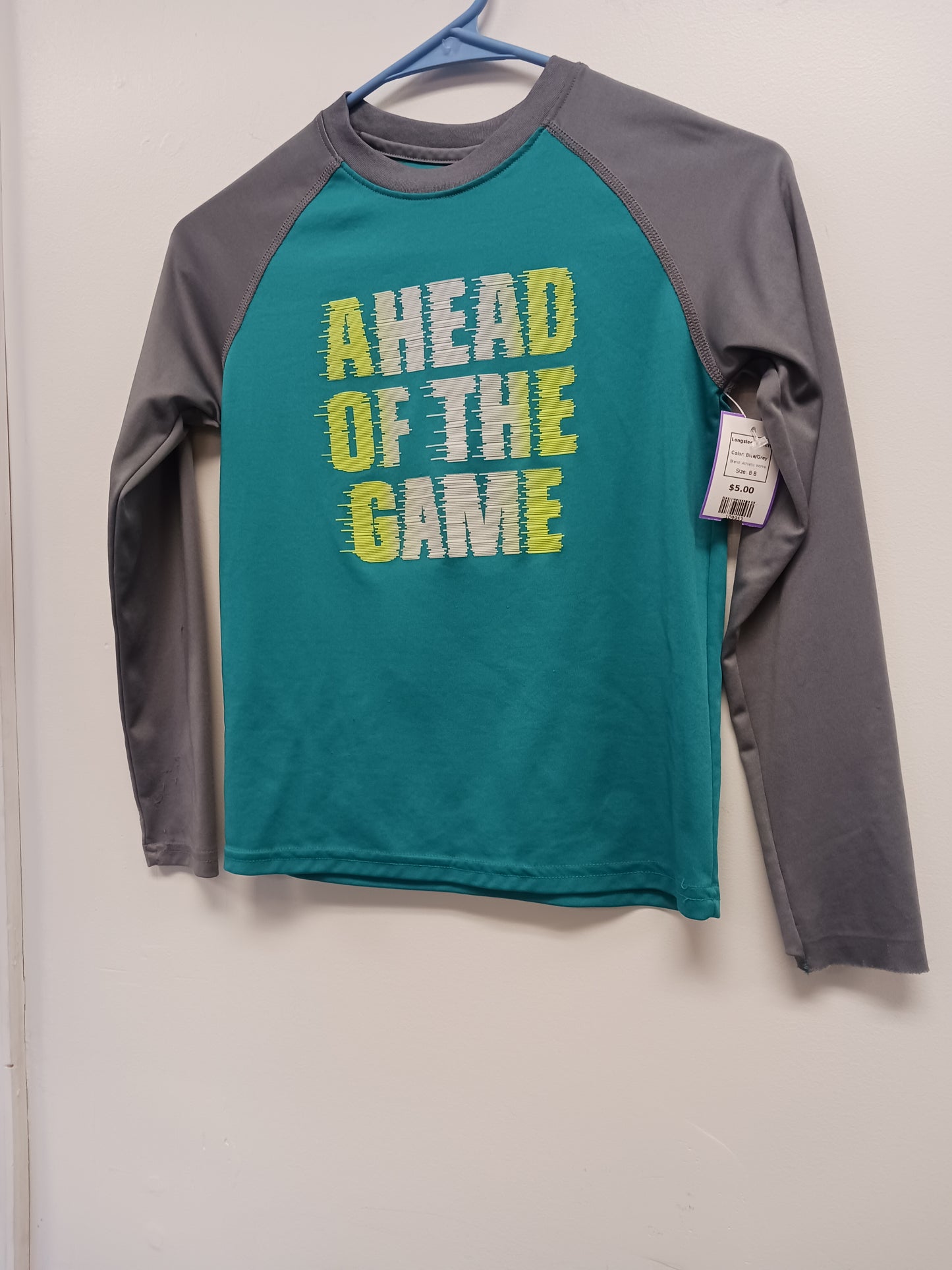Blue/Grey Athletic Works Longsleeve Shirt, 8 B