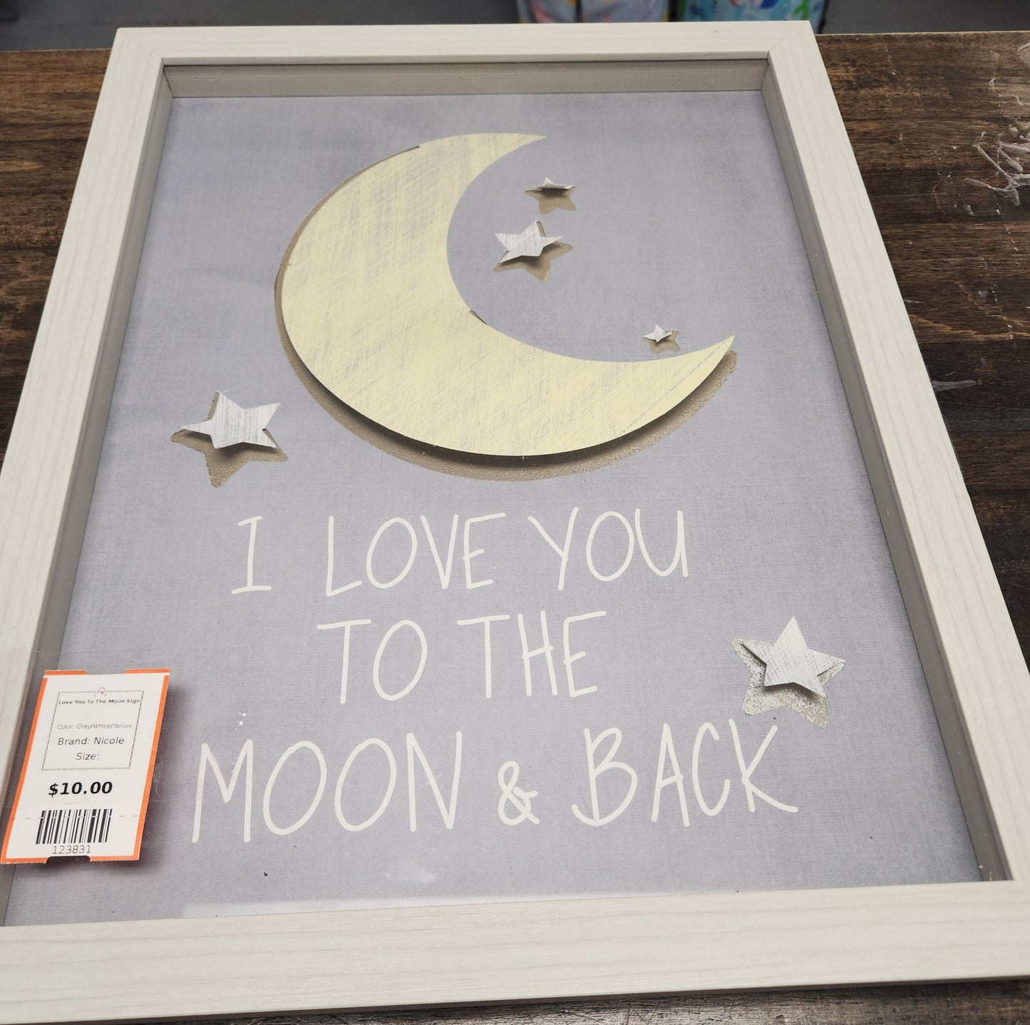 Grey/White/Yellow Nicole Love You To The Moon Sign