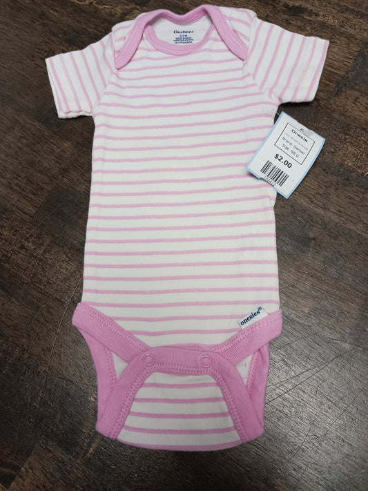 Pink/White Striped Gerber Onesie, NB G