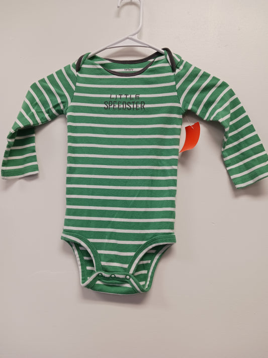 Green/White Striped Carters Longsleeve Onesie, 2T B