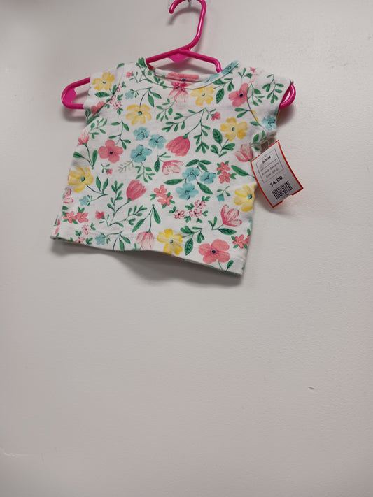 White/Colorful Flowers Carters Shirt, 3M G