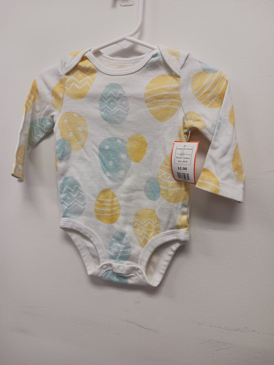 White/Yellow/Blue Egg Carters Longsleeve Onesie, 6M B