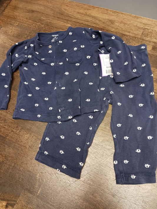 Navy/White Elephant Carters Outfit, 9M B