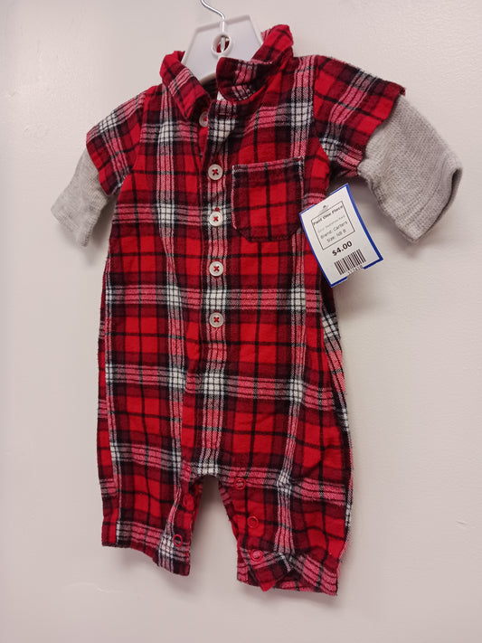 Red/White Plaid Carters Pant One Piece, NB B