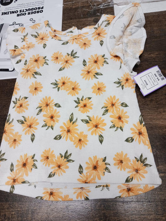 White/Yellow Flower Little Lass Shirt, 5T G